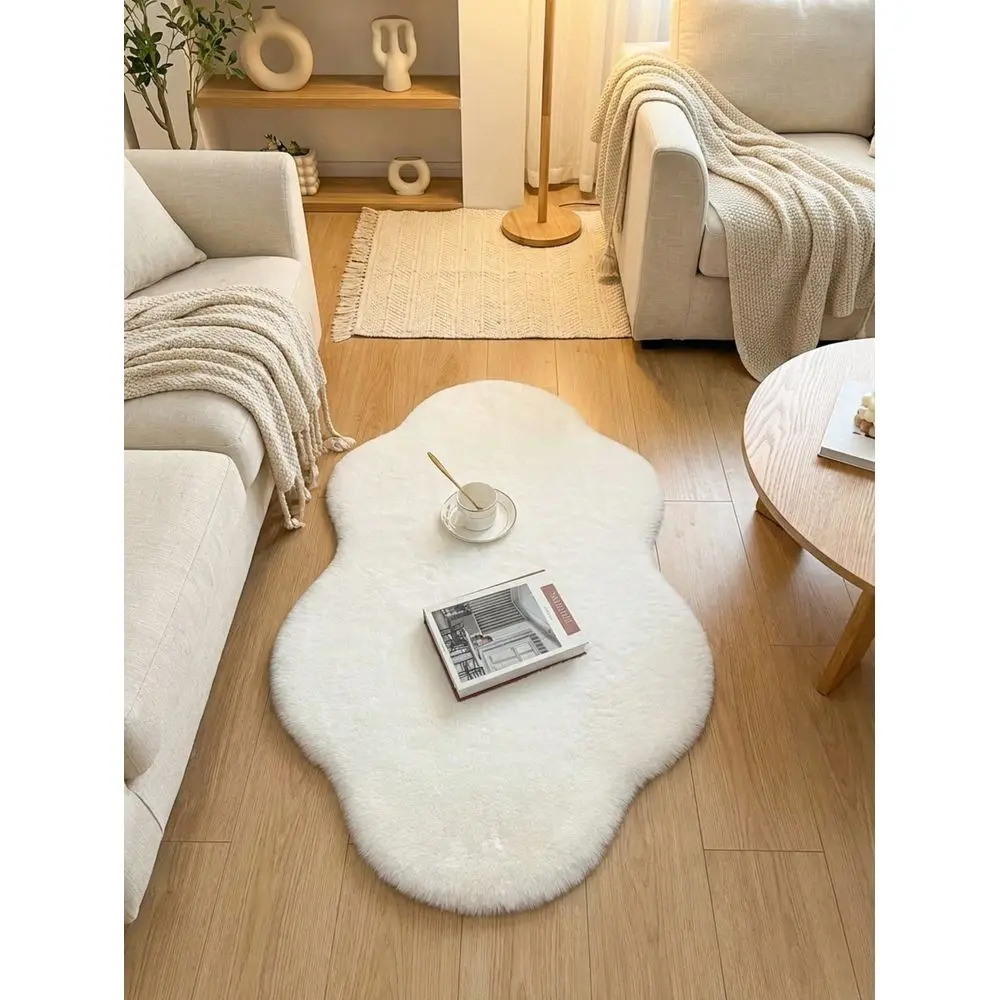 Fluffy Rug White Area Rug,For Bedroom,Living Room,Study,Office,Plush Bedroom Rugs,Washable NonSlip,Cute Rug,Faux Fur Rug,Living