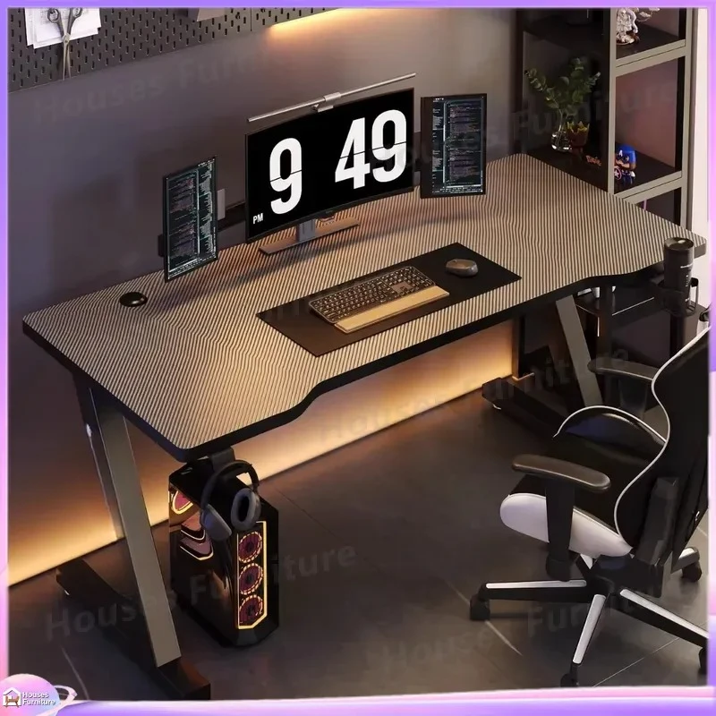 Gaming Desk with Cup Holder Adjustable Height Standing Desk for PC Laptop Home Office Esports Setup Computer Table