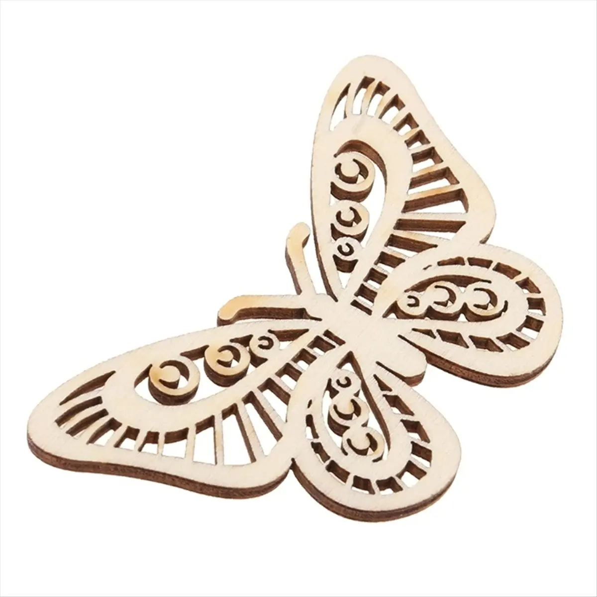 2026 Trend 60PCS Cut Butterfly Embellishment Wooden Craft Wedding Decor Wooden Hollow Butterfly Wood Pendant