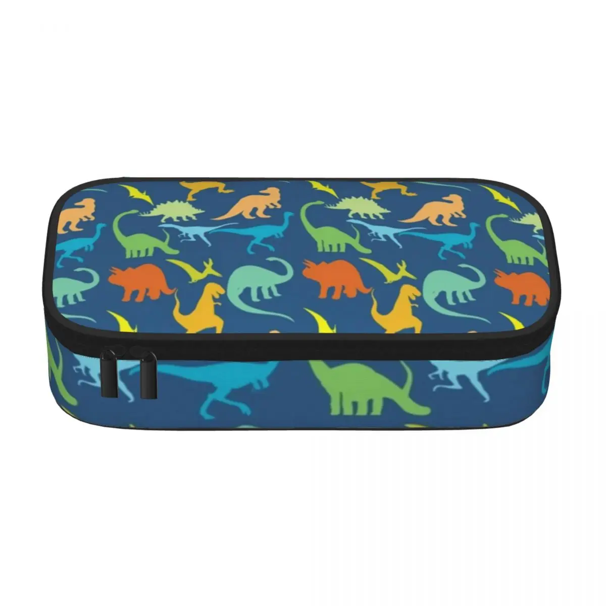 Colorful Dinosaurs Pattern Pencil Case Dinosaur Silhouette Teenager Elementary School Zipper Pencil Box Big Fashion Pen Bag