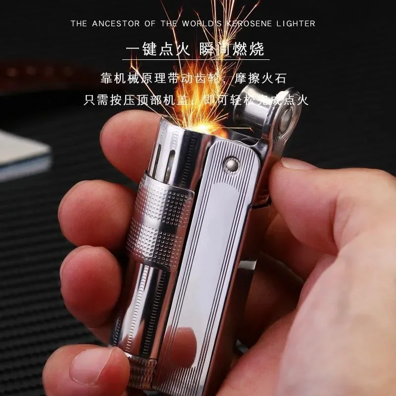 Original IMCO Lighter Old Gasoline Flint Lighter Windproof Stainless Steel Cigarette Petrol Oil Lighter Inflated Gadgets Man