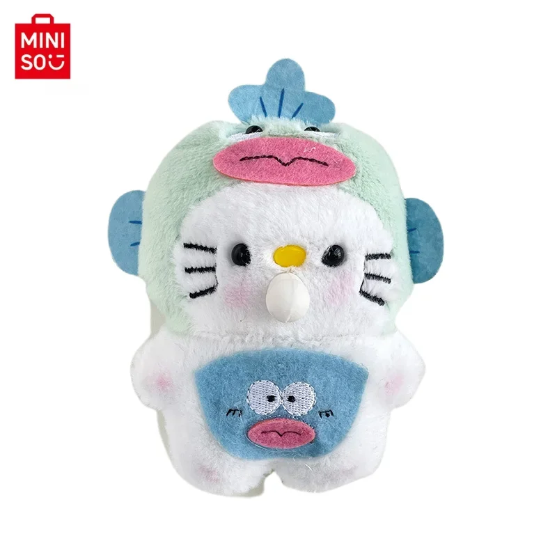 MINISO 1-20PCS Leuke Spit Bubble Fish Head Kitten Hanger Transformatie Kat Knuffels kinderen Geschenken Pluche tas Charme Sleutelhanger