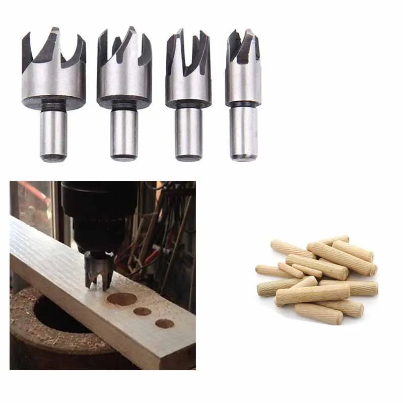 1Set Wooden plug drill claw barrel type wooden plug bit combination tool hexagonal handle woodworking counterbore bit set