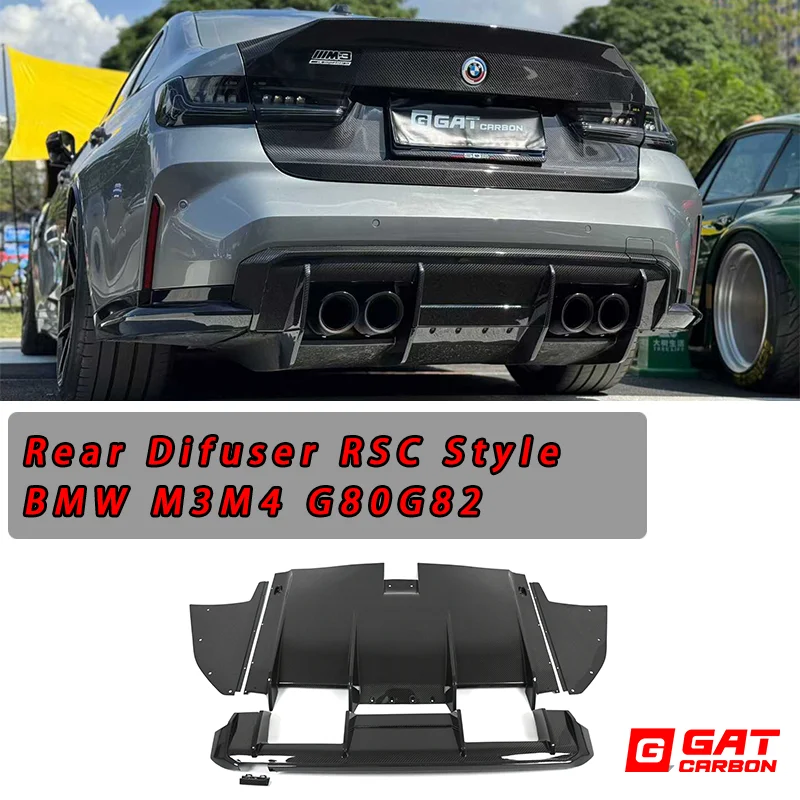 Dry Carbon Fiber Rear Diffuser RC Style For BMW M3 G80 M4 G82 G83 2021+ Rear Bumper Lip Kits