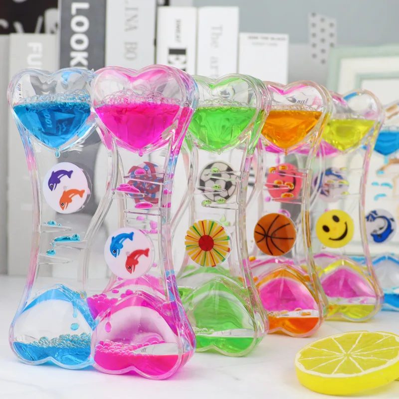 Creative Liquid Hourglass Timer Decoration Two Color Windmill Heart Drop Sand Timer Home Decor Craft Ornament