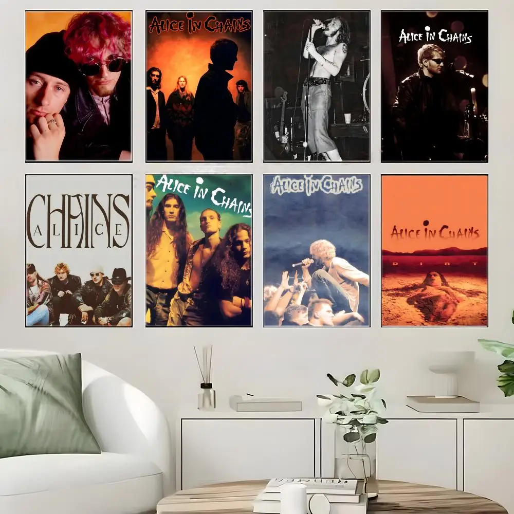 Rock A-Alice In Chains Poster  Self-adhesive Art Waterproof Paper Sticker Coffee House Bar Room Wall Decor view 2