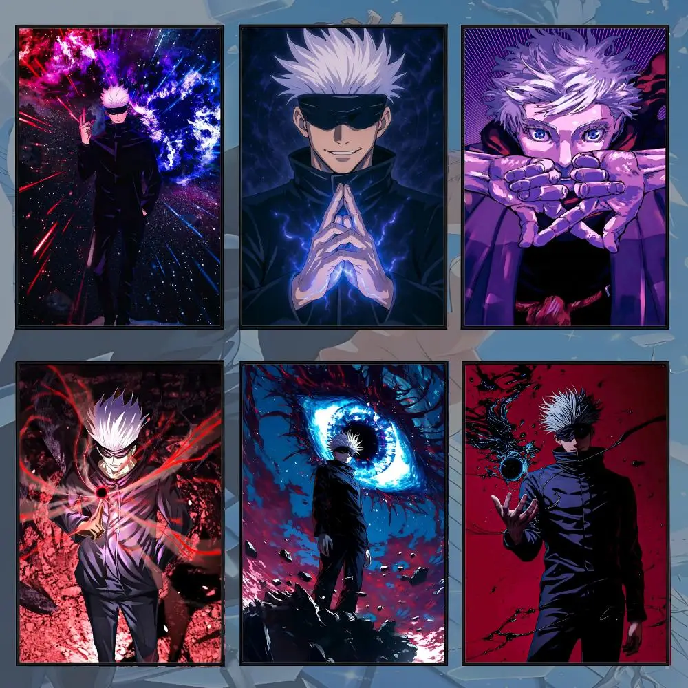 Character G-Gojo S-Satoru JJK Poster PP Self Adhesive Decorative Poster Waterproof Waterproof for Apartment Bedroom