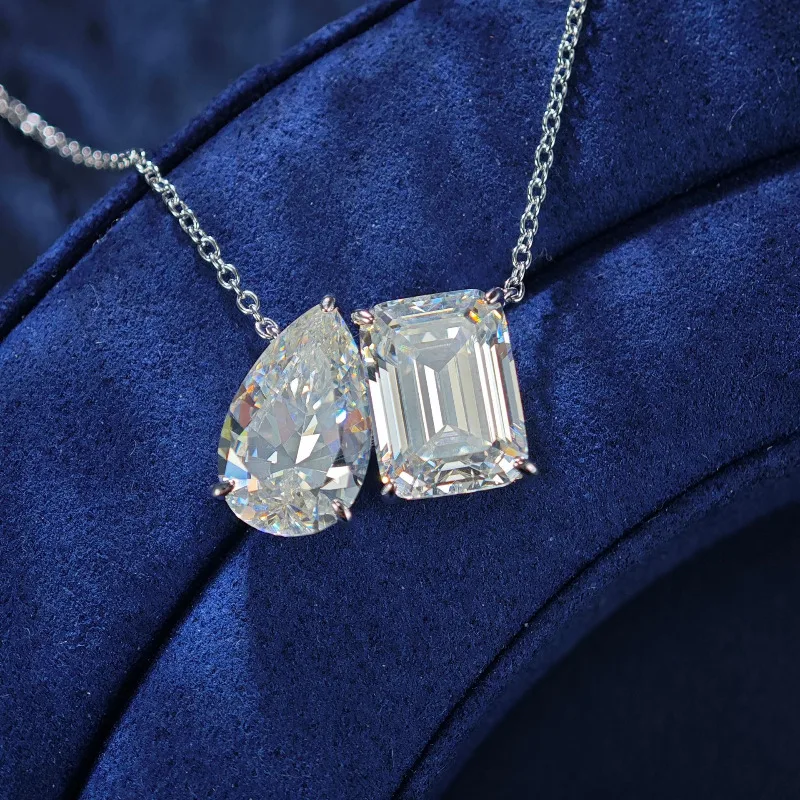 Water Drop Lab Moissanite Diamond Necklace 100% Real 925 Sterling Silver Wedding Pendants Necklace for Women Chocker Jewelry