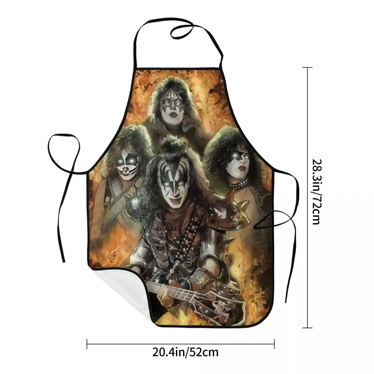 Custom Kiss Rock Metal Band Apron for Women Men Unisex Bib Kitchen Cooking Tablier Cuisine Chef Painting