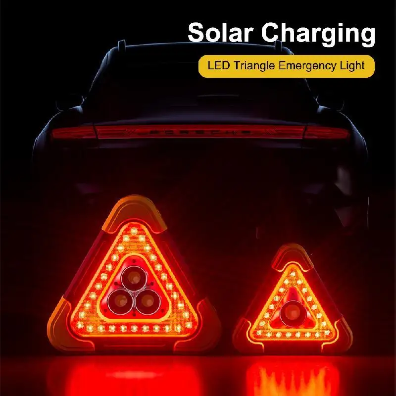 LED Emergency Alarm Triangle Light Solar Charging Mode 5 Roadside LED Emergency Alarm Triangle Light Car Safety Triangle Point