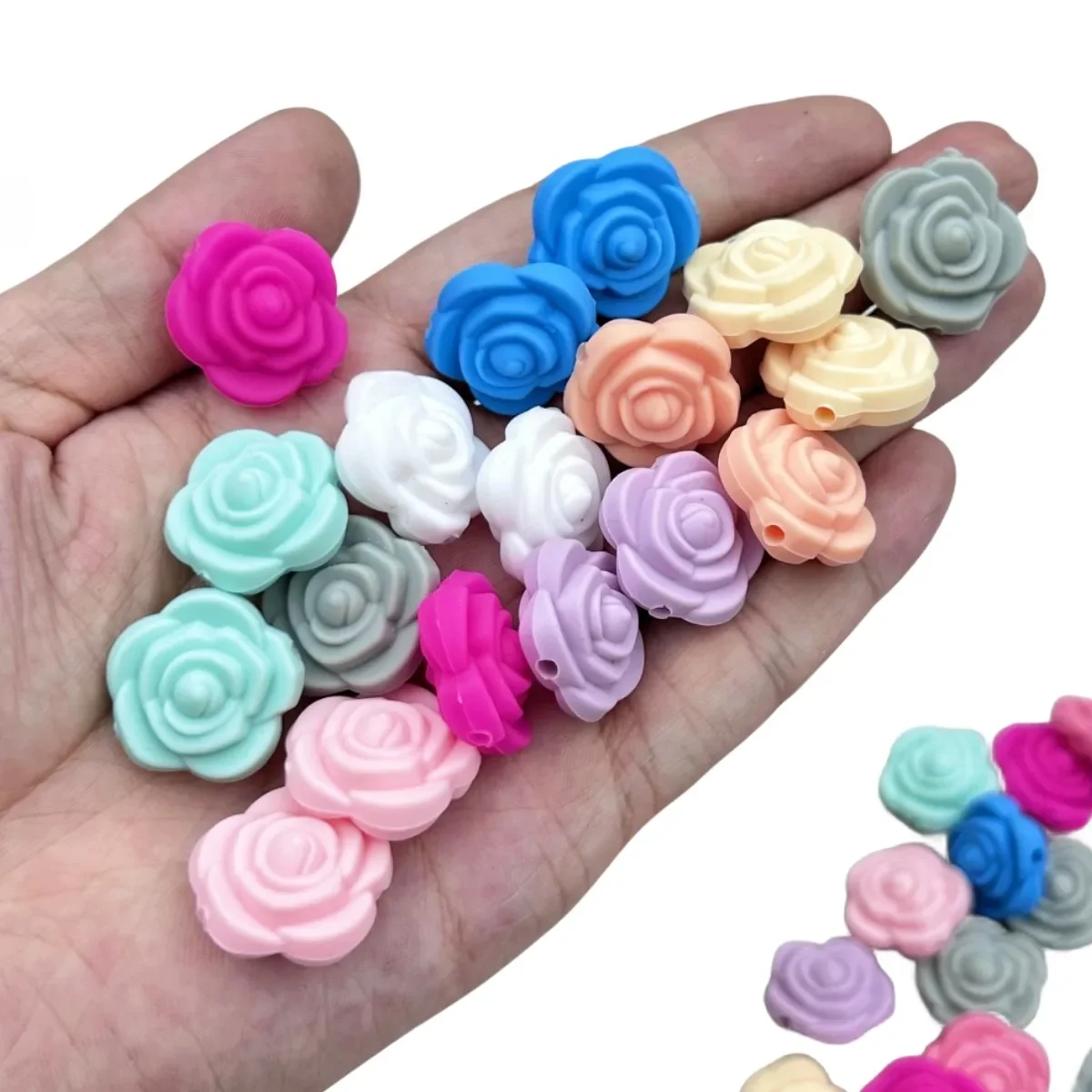 10PC Baby Silicone Bead 10 colored flowers Bead Teethe Baby DIY String Pen Bead Nipple Chains Jewelry Accessories Focal Beads