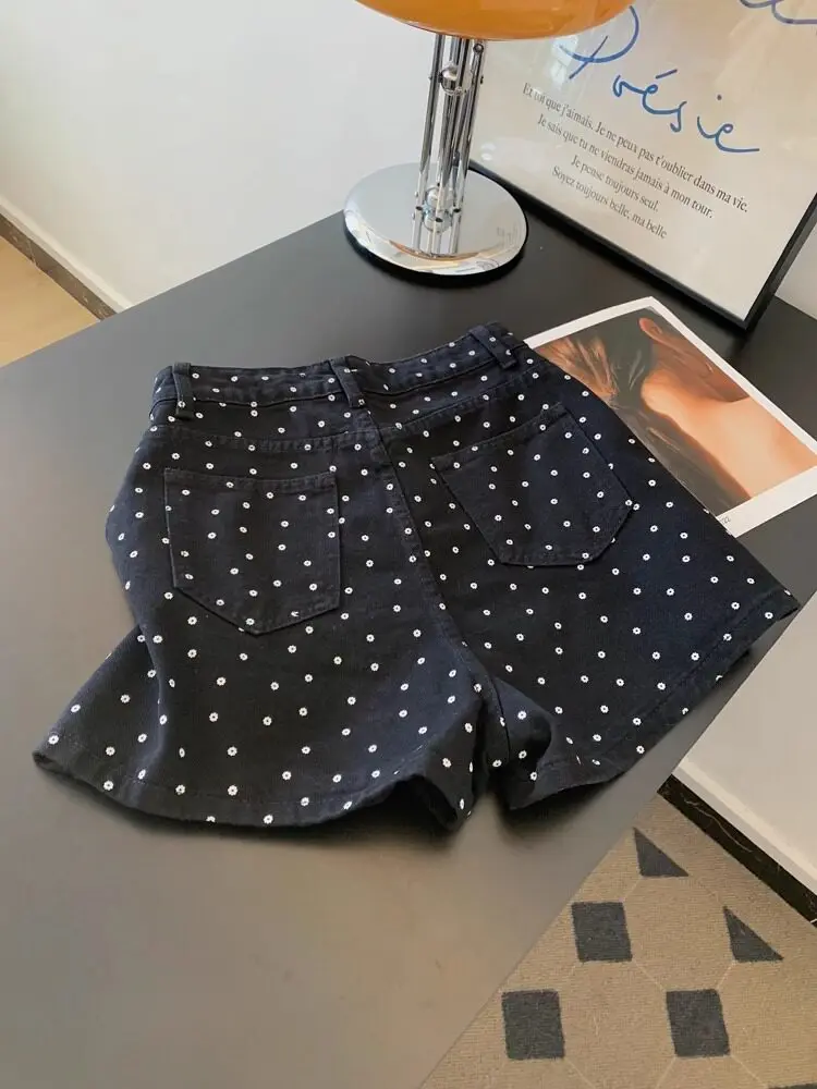 Summer High Waist Jean Shorts for Women Korean Style Floral Print Casual Ripped Hot Pants Hot Girls Slim Fit Denim Shorts