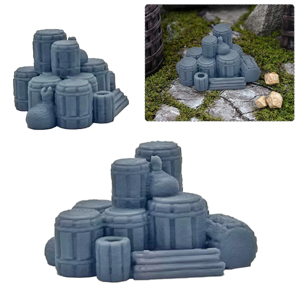 Pila de barriles terreno miniatura paisaje impreso 3D para DND RPG paisaje de Wargaming