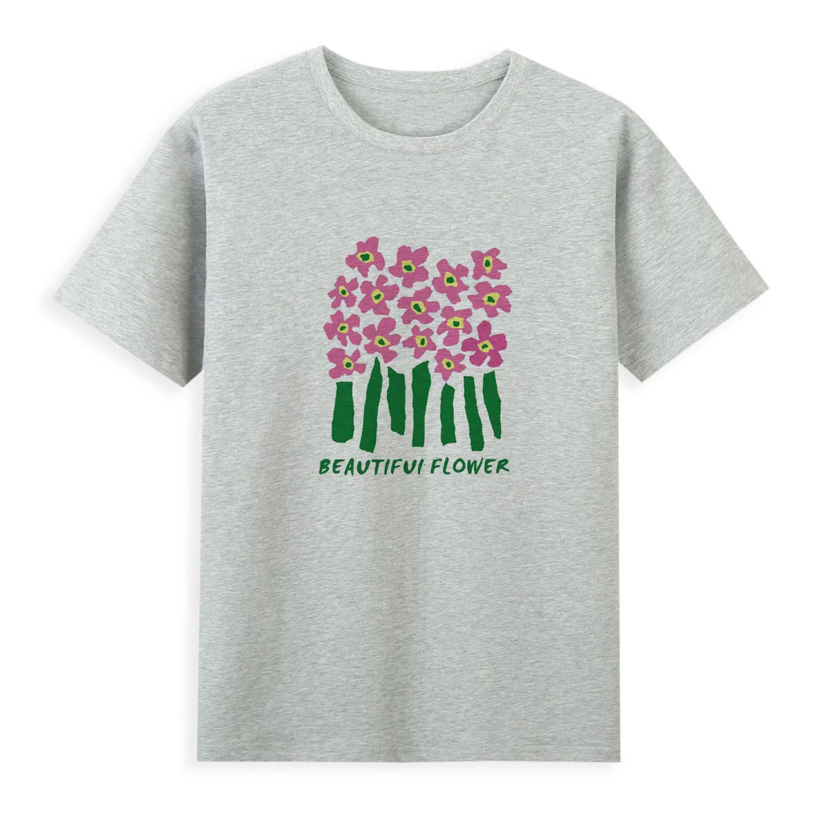 ピンクのfloretプリントTシャツ,女性用半袖Tシャツ,新しいブランド,アメリカの人気のファッション,A1-63