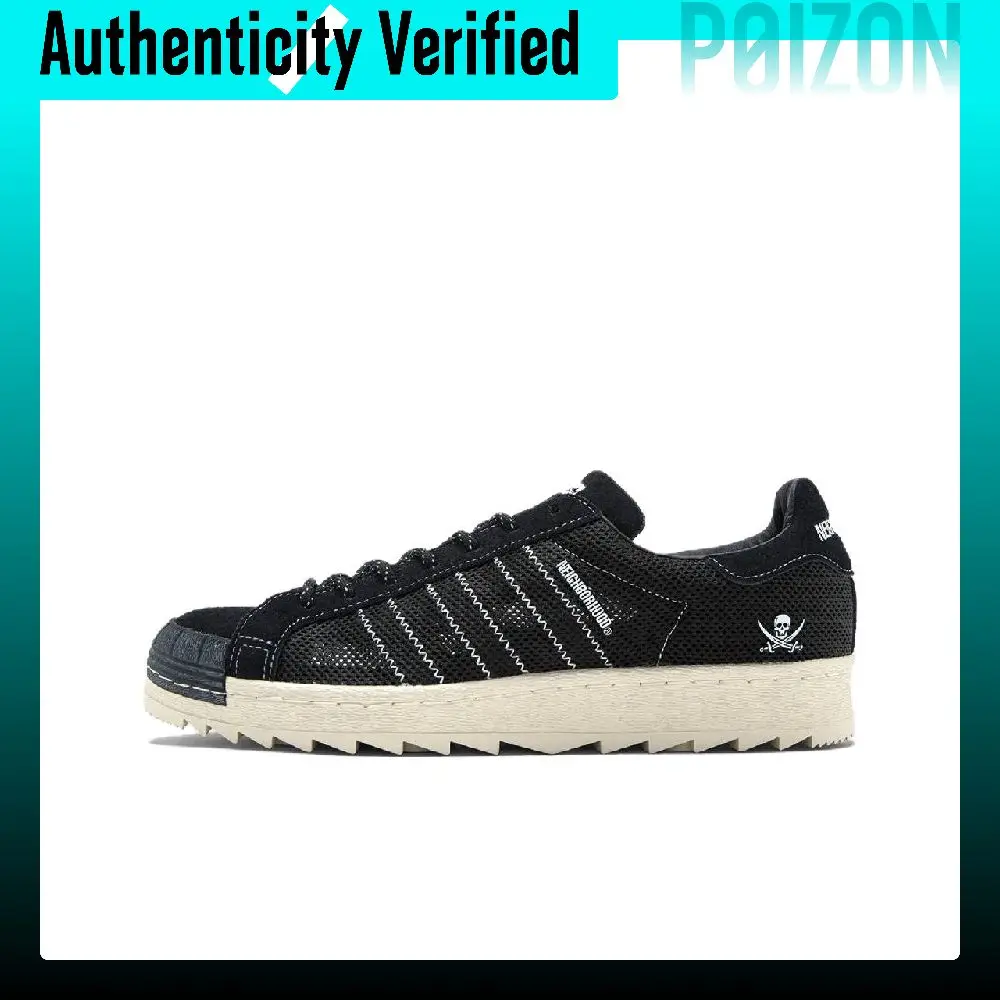 Adidas Originals x NEIGHBORHOOD X CLOT SUPERSTAR Comfortable Low top Skateboard Shoes Unisex Black IE8879