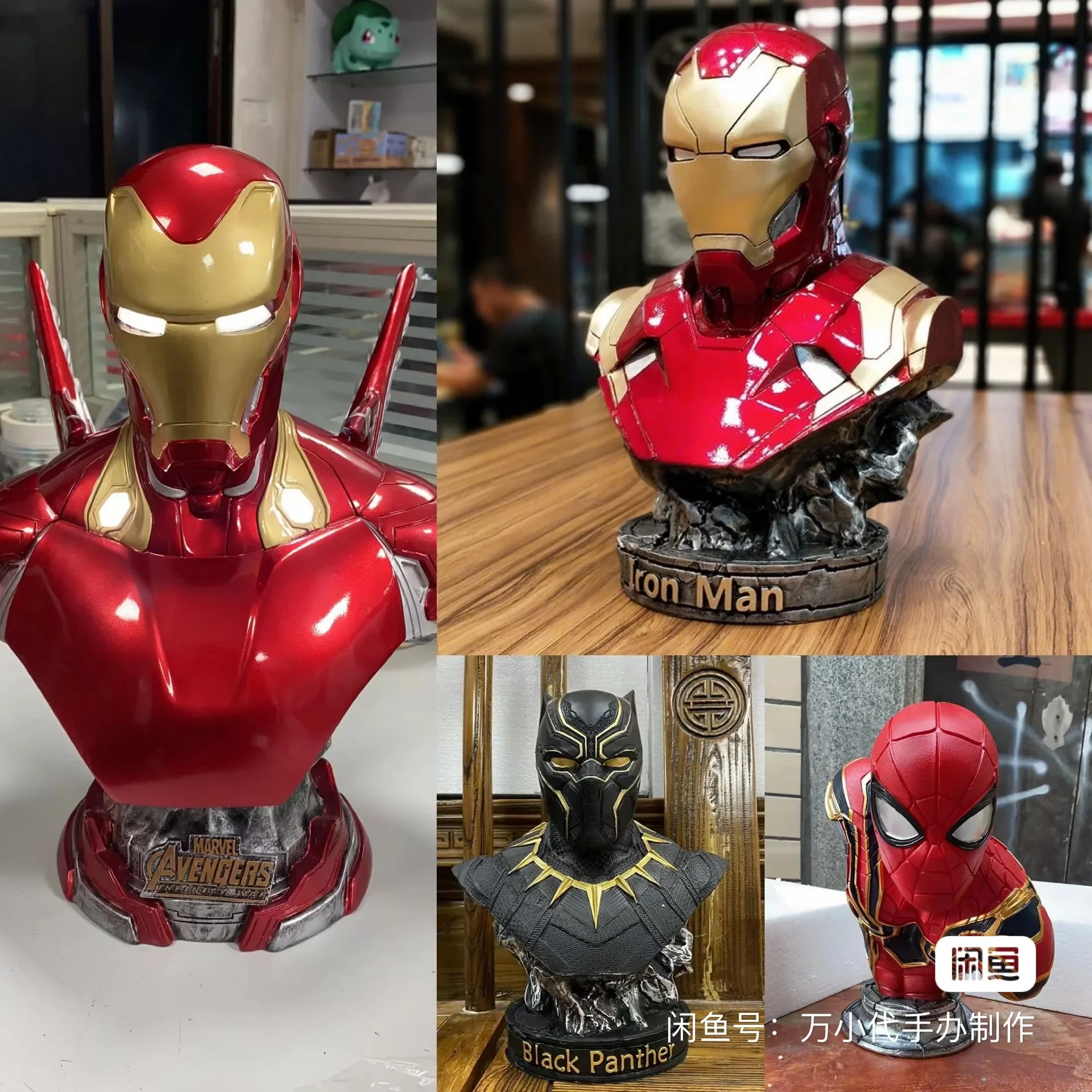 

Marvel Iron Man Peripheral Bust Sculpture Large Resin Collection Avengers Decoration Model Marvel Doll Statue Boy Toy Gift