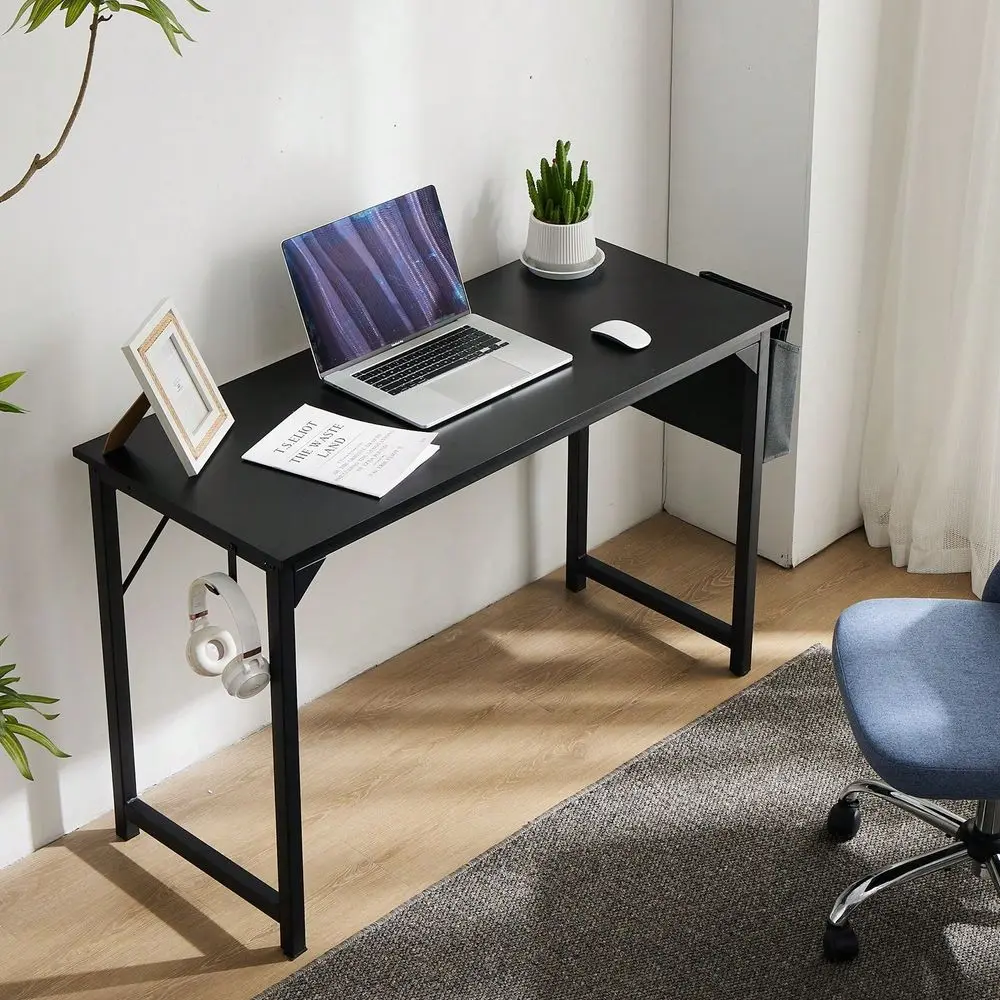 

Computer Small Desk, Office 32 Inch Writing Work Study Kids Student Teacher Home Bedroom Table With Metal Frame Wood Tabletop