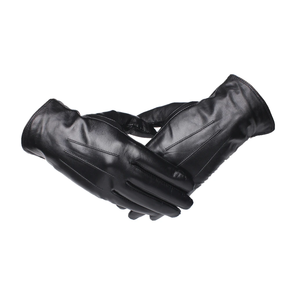 Gours Genuine Leather Gloves for Men Fashion Brand Black Goatskin Finger Gloves Driving Warm In Thick Winter New Arrival GSM043