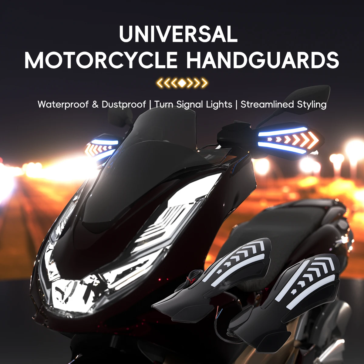 1 Pair LED Flowing Turn Signal Motorcycle Handguards Windproof Dual Color Motocross Handlebar Guards Motorbike Dirt Bike Parts
