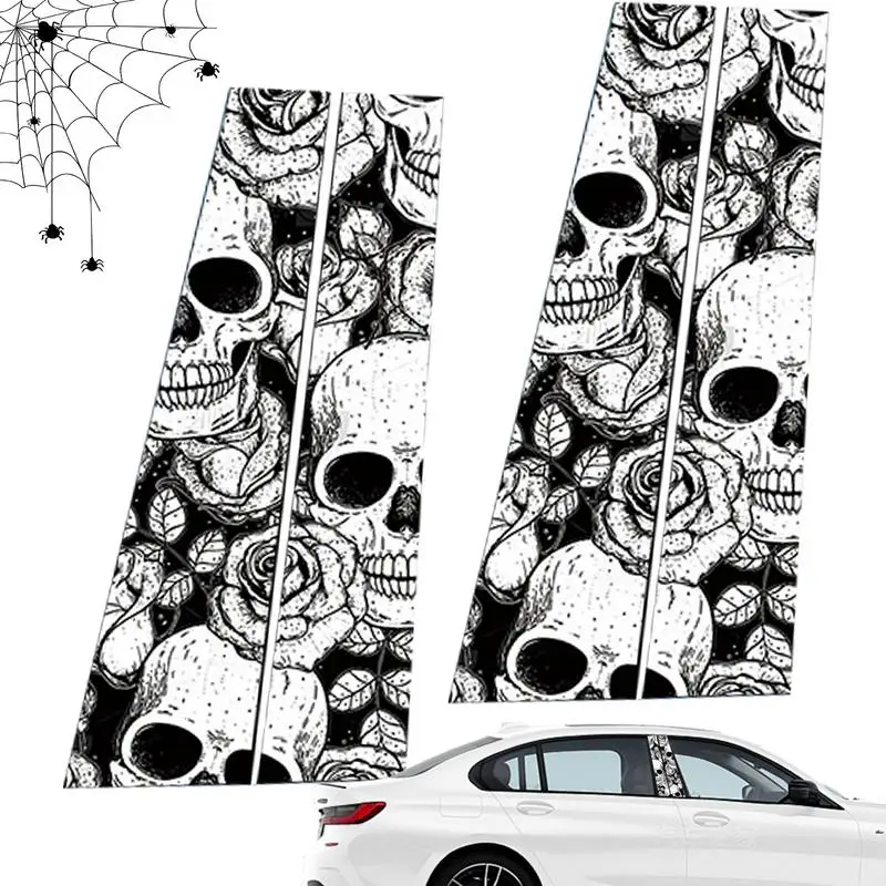 Car Center Pillar Sticker Skull Skull Car Side Door Stickers Halloween Skull Sticker Skull Car Pillar Decals Adhesive Sticker St