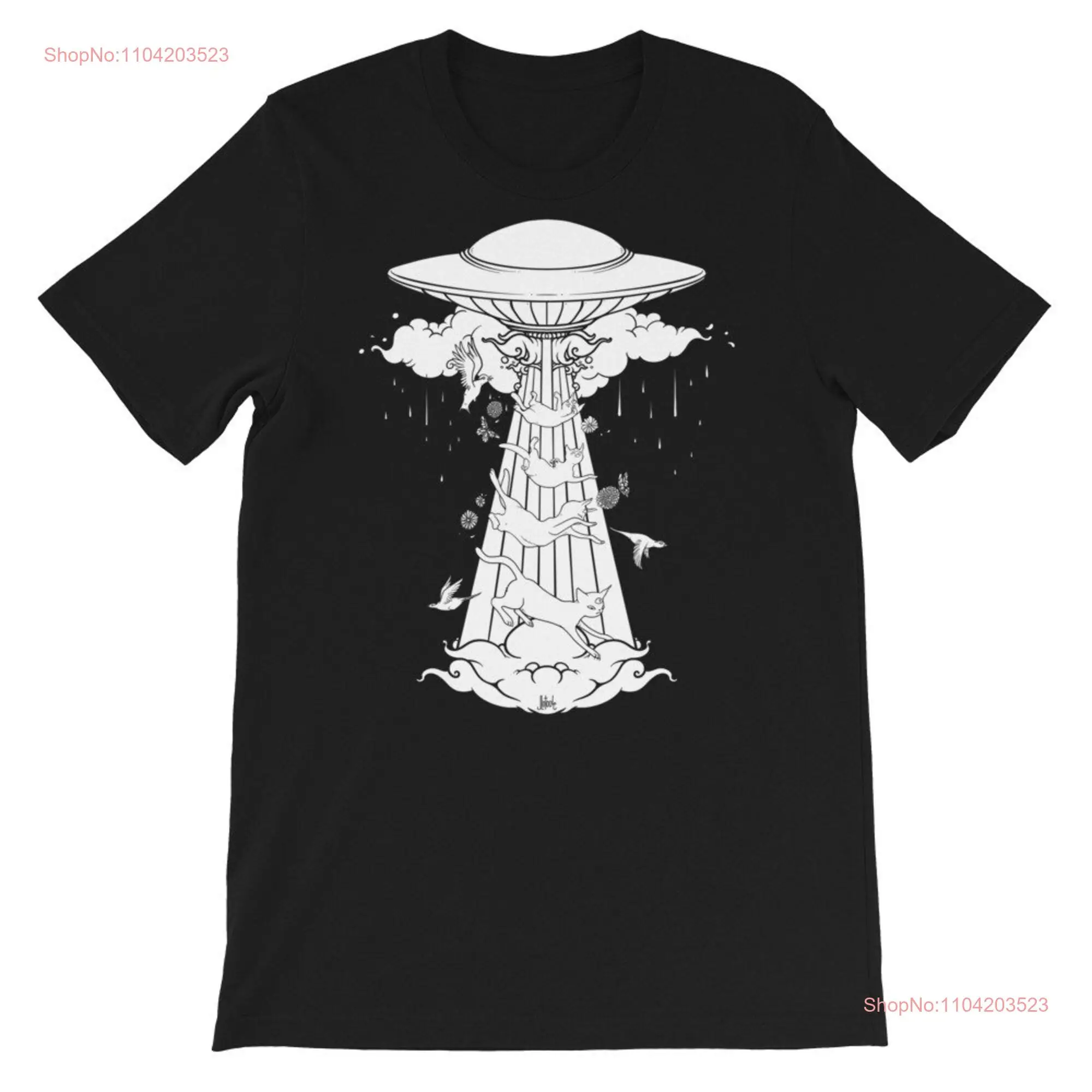 UFO And Cats Alien T Shirt Trippy Surreal Artwork Art Streetwear long or short sleeves