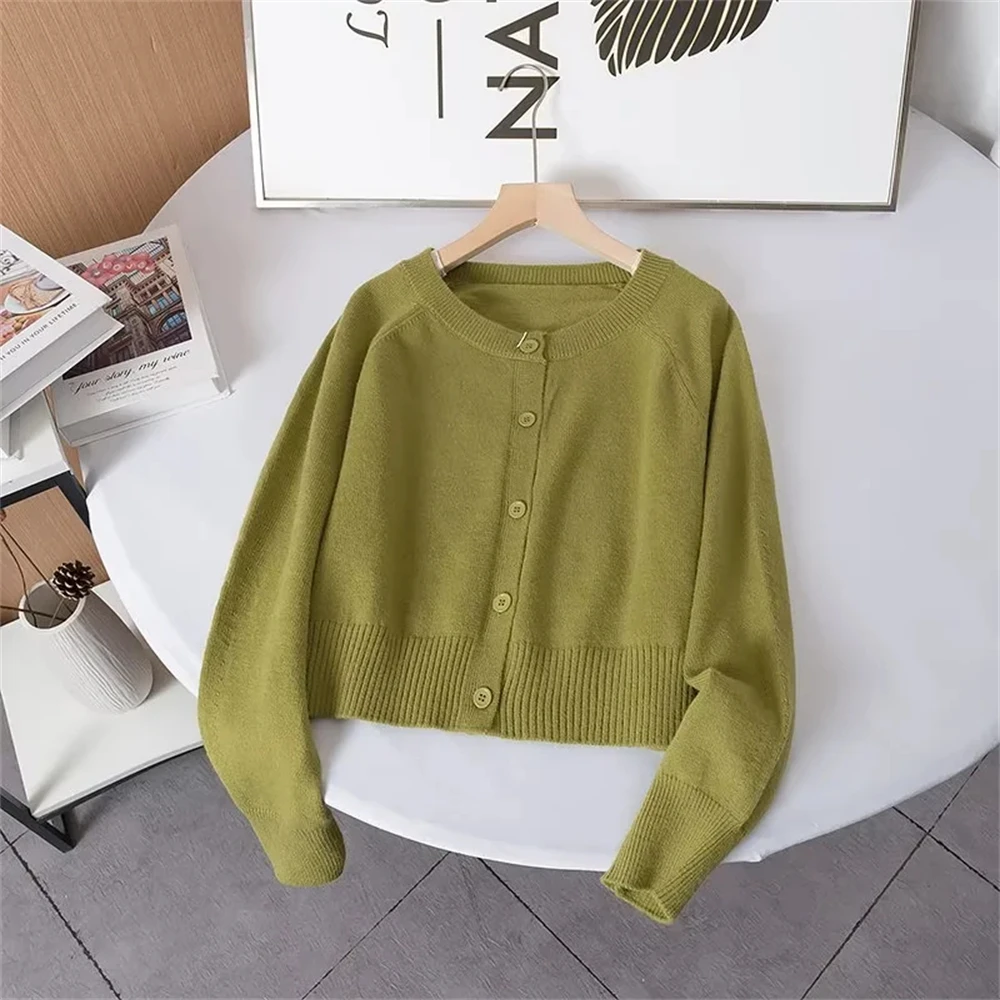 Cos Lris casual style solid color round neck temperament simple and versatile knitted sweater 2024 autumn new short sweater