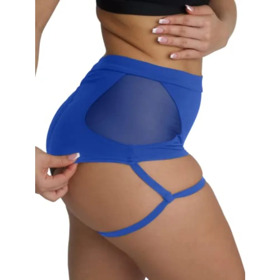 BZB Women's Booty Shorts with Garters High Waisted Workout Pole Dance Yoga Hot Pants Active Butt Lifting Sports Leggings
