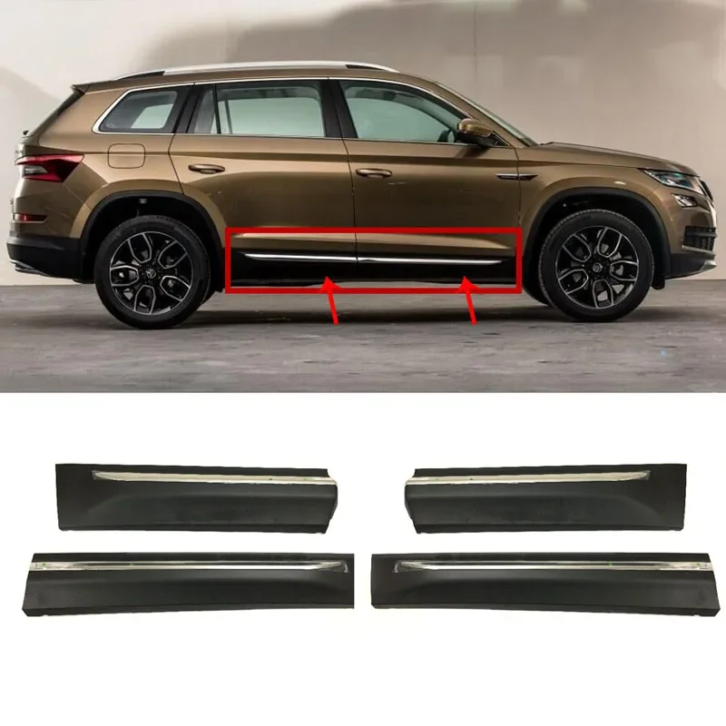 4pcs for SKODA KODIAQ Lower Door Guard Plate Bright Body Cleaning Bar Collision Avoidance Decorate