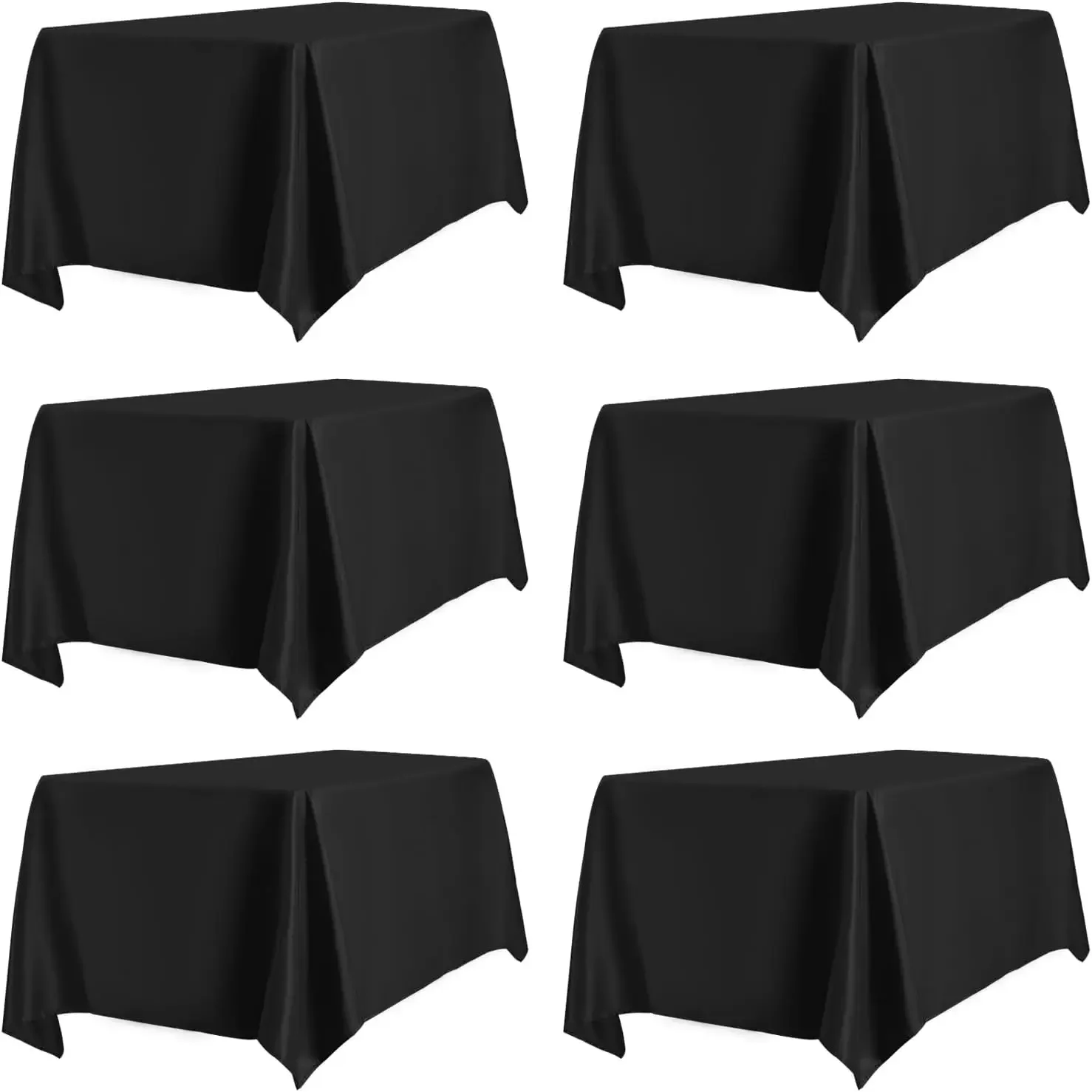 6 Pack Black Table Cloths 60 x 126 Inch, Stain and Wrinkle Resistant Table Linen for 6 Ft Rectangle Table,Polyester Table Covers