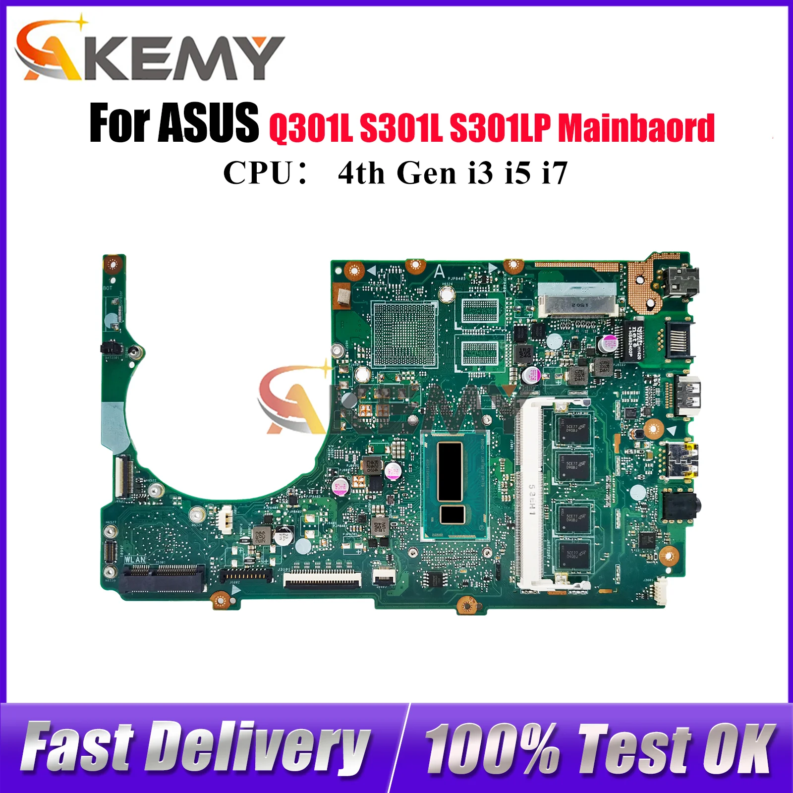 

S301LA Материнская плата для ноутбука ASUS VivoBook S301LP S301L S301LA Q301L Материнская плата для ноутбука с процессором i3 i5 i7 100% tests OK быстрая доставка
