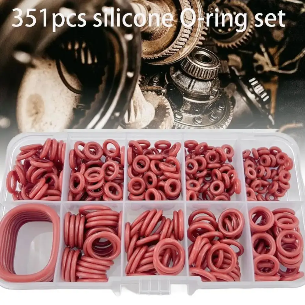 Heat-Resistant Silicone O-Ring Set High-temperature Resistant Oil-Resistant O-Ring Seal Set Red Silicone Circular Rubber