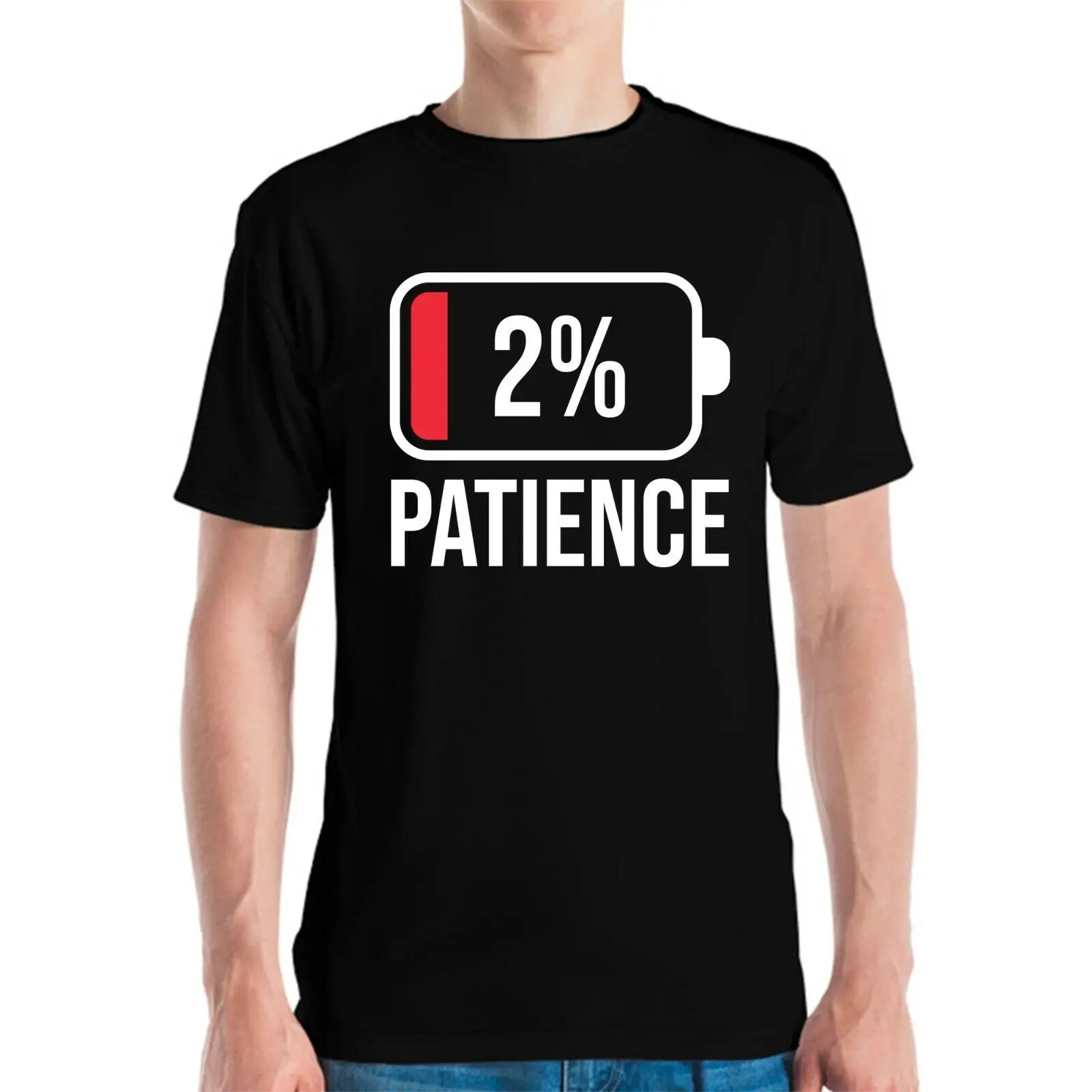 Patience 2% Battery Low Funny Waiting T-Shirt Men Women