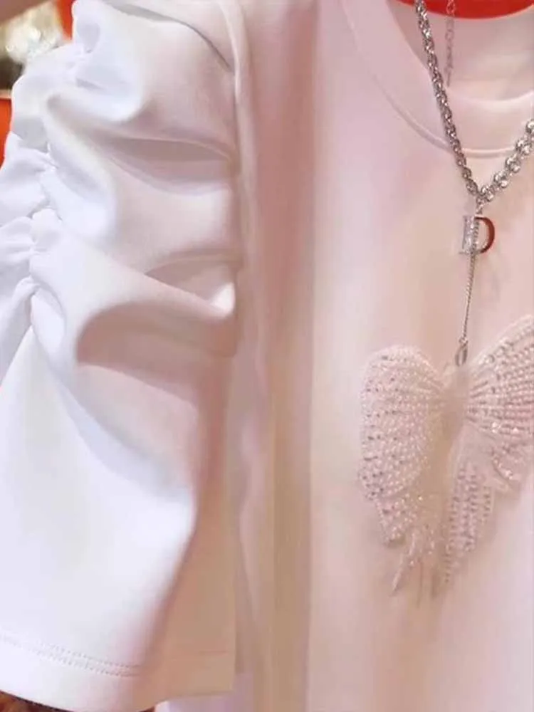 Sommer Neue Faion Casual ort Sve runde Ne Gestickte Taille T-shirt frauen Top Sli Vielseitig Atmungsaktiv Bequem