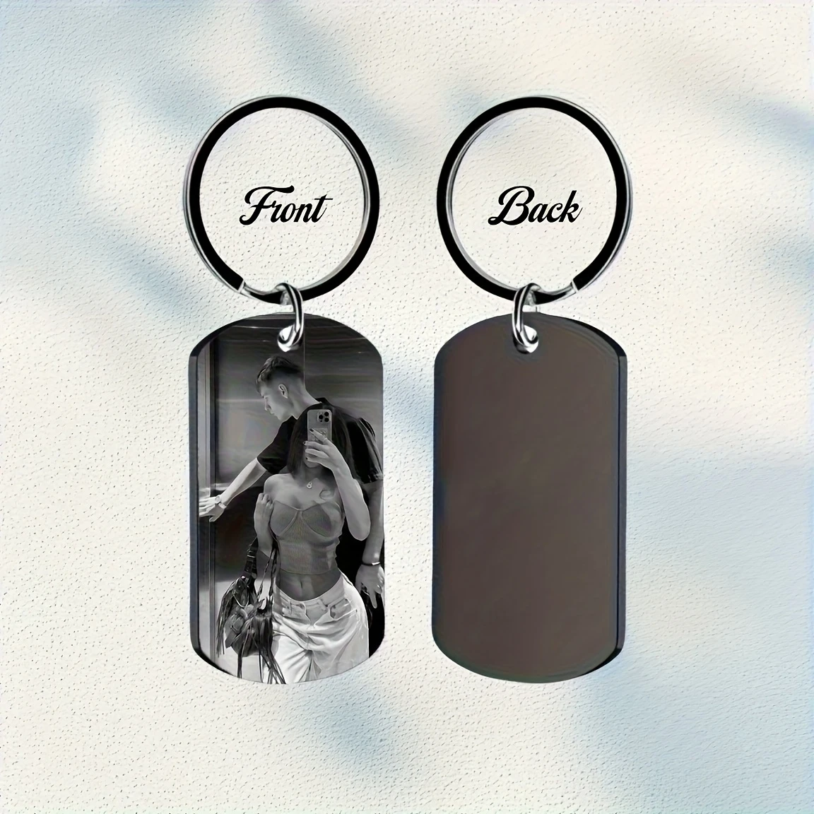 Porte-clés personnalisé en acier inoxydable gravé - Photo/Texte/Plaque d'identification personnalisée, Style amusant, Design tendance, Porte-clés durable