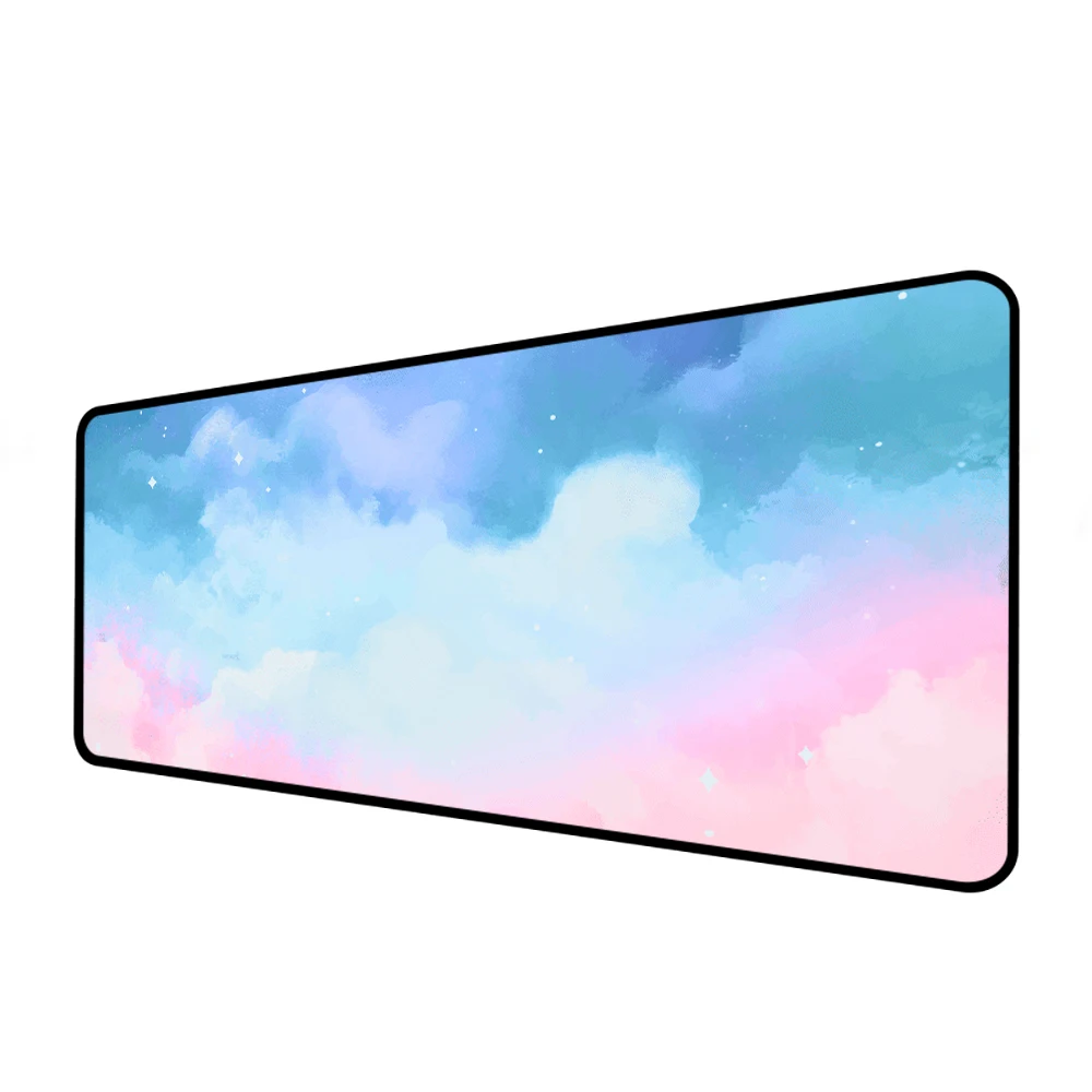 

Mousepad Gamer Non-Slip Rubber Mouse Mats Stitched Edges Play Mat,Keyboard Mouse Pad Pastel Pink and Blue Space Desk Pad,