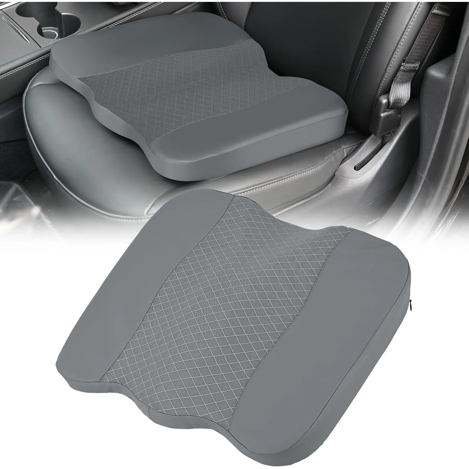 Nilight Car Seat Cushion Leather Breathable Mesh Memory Foam Seat Pad for Driving Sciatica Tailbone Pain Relief Comfort Support