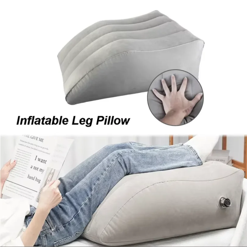 Portable Inflatable Leg Pillow - Wedge Shape, Knee Cushion for Travel & Camping, PVC Foot Pillow for Sleeping, Elevation Support