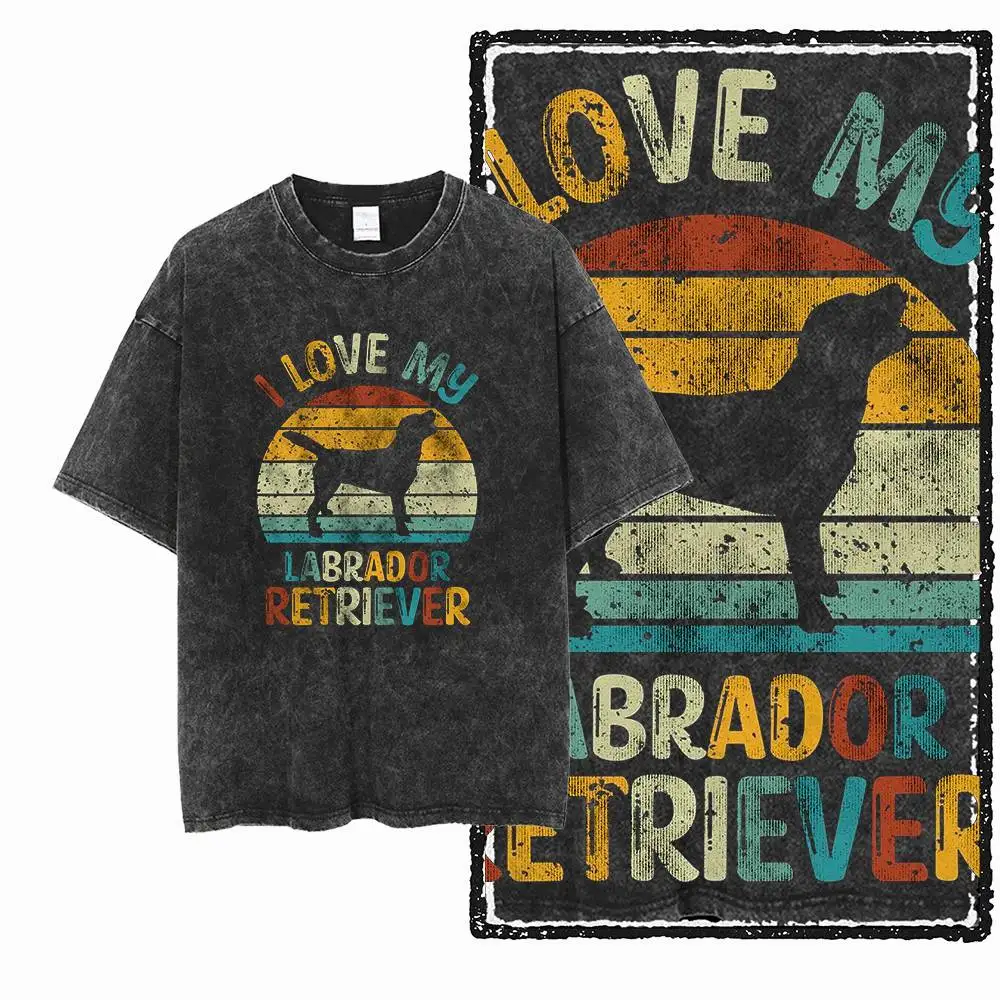 G64 Exclusive Streetwear 100% Cotton Dog Printed Men's T-shirt | Acid Washed  Big Size Cool Vintage O-neck men's Tee Tshirt