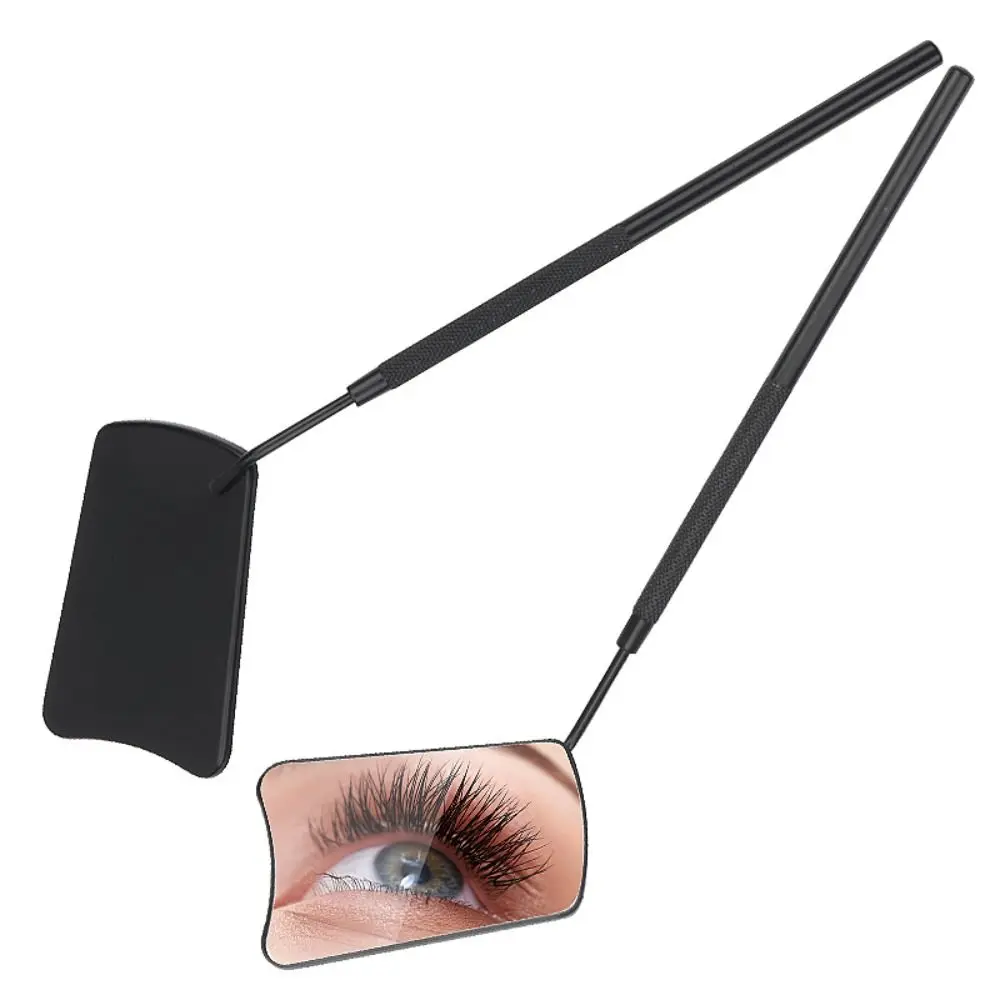 Stainless Steel Eyelash Extension Checking Mirror Hand Held Large Lash Lifting Mirror Fan Shaped Makeup Mirror Beauty Tools