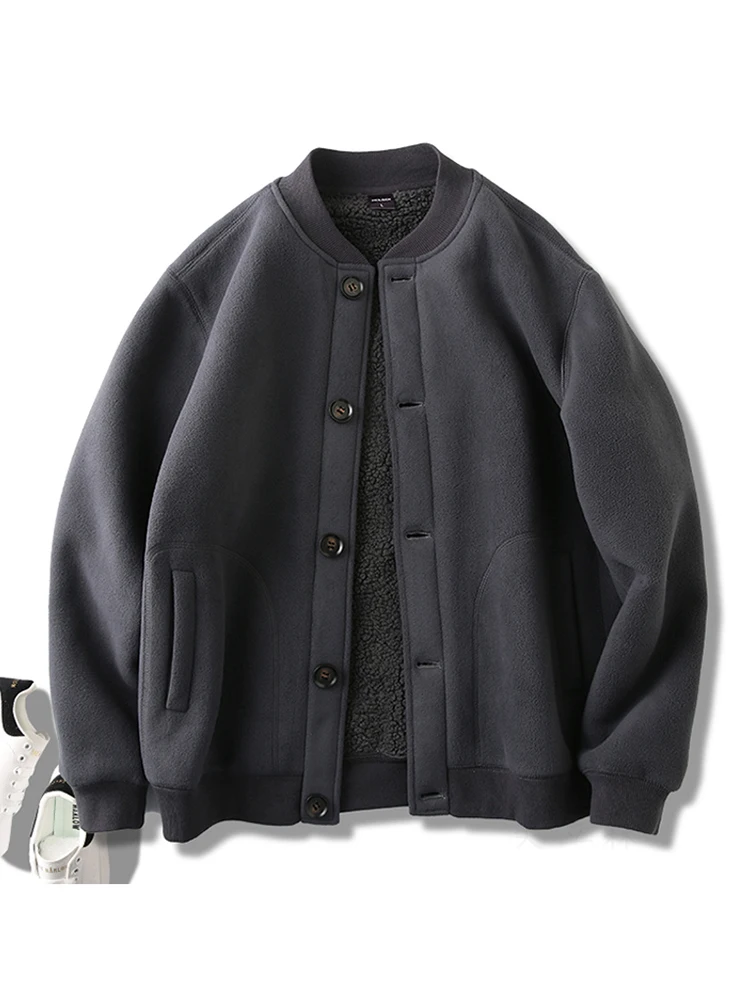 

Thiened Fce Baseball Collar Jaet Men's Warmth Retro Ameika Outerwear Hoodie Sle Faion Urban Winter Coat Jaet