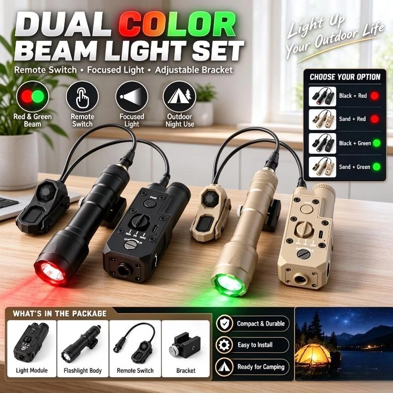 Dual Color Red Green Beam Light Combo,Remote Switch Control,Bright Focus Light,Adjustable Bracket,Outdoor Night Gear