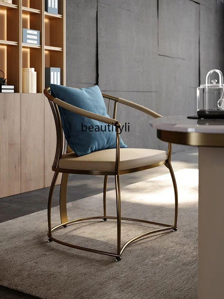 

E1001 ss Full Leather Chair Villa Home Master Chair Italian Minimalist High-End Armchair