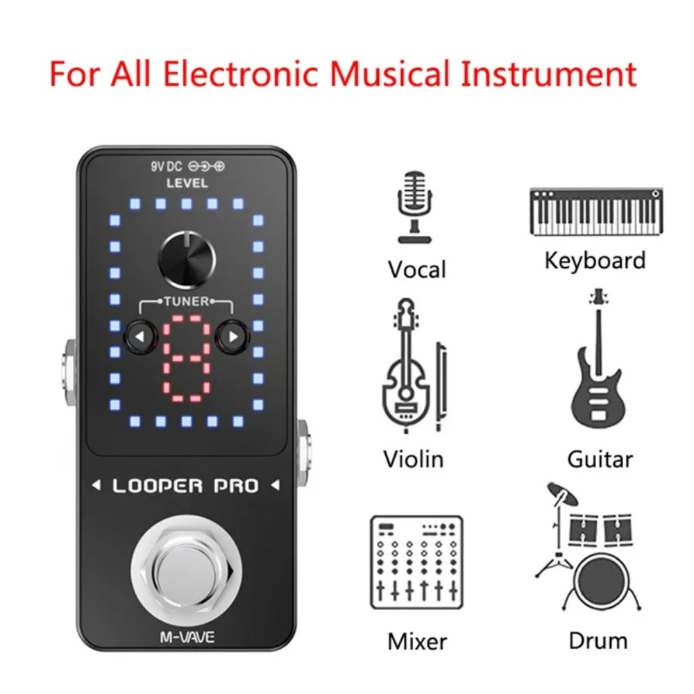 M-VAVE Looper Pro Guitar Effect Pedal New Style 9 Loops 40 Minutes Recording Time Loop Station Tuner Electric Guitar Accessory