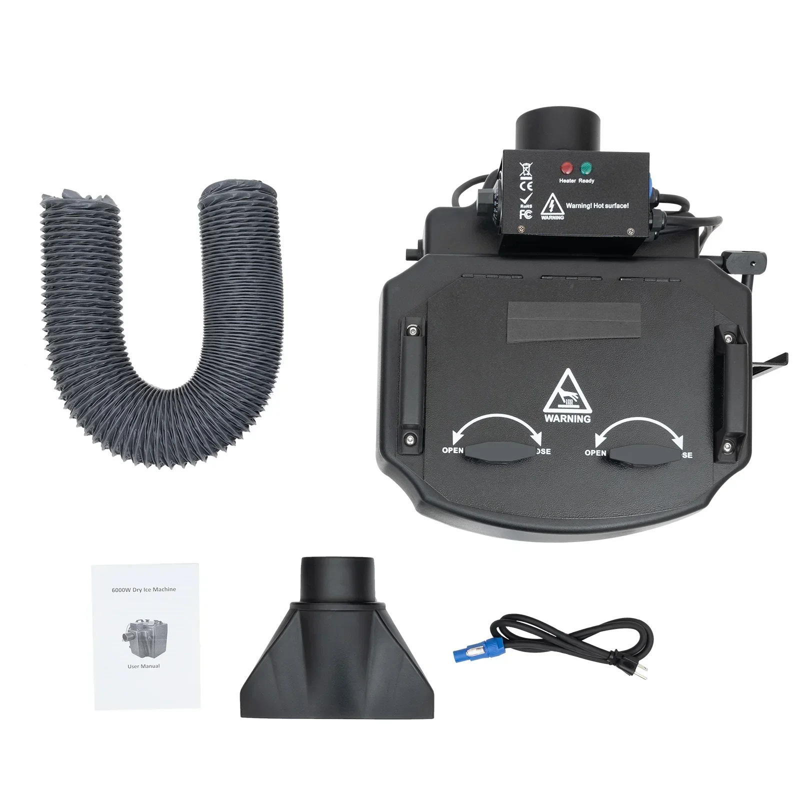 ماكينة ضباب الثلج الجاف بقدرة 4 كيلو وات من الفولاذ المقاوم للصدأ باللون الأسود، تغطية كبيرة بطول 2152 قدمًا، ذكاء لعروض المسرح الكبير #4