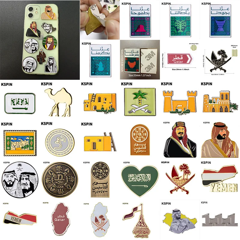 Mobile Phone 3M Sticker Badge Metal Pin Broooches Pins