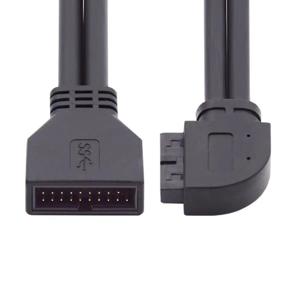 Angitu اللوحة الأمامية 19P ذكر إلى أنثى تمديد كابل 90 درجة اللوحة الأم Angl الجبهة USB 3.0 IDC ذكر إلى أنثى 20P كابل
