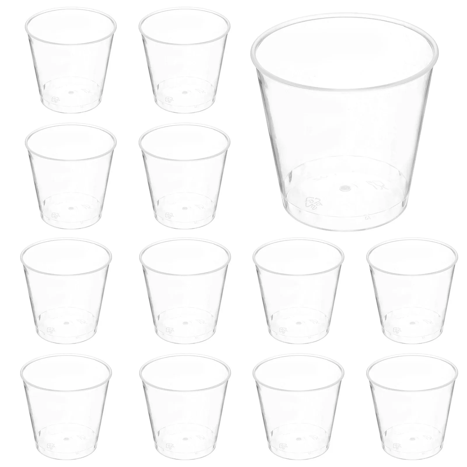 50pcs Clear Plastic Sample Cups for Beverage & Food Tasting – Aviation-Grade, Small Mixing Beakers for Milk Tea, Juice