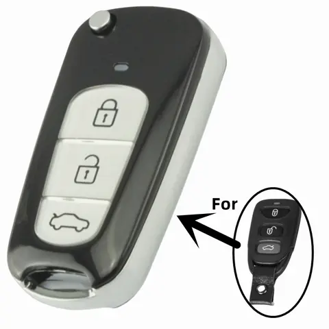 FLYBETTTER OEM 3 boutons étui à clé de remplacement modifier rabat pliant coque de clé à distance pour Hyundai Sonata NF
