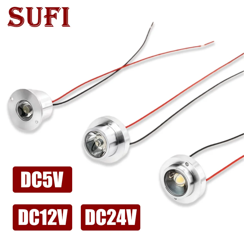 

DC5V 12V 24V Светодиодный небольшой прожектор высокой яркости 1 Вт с видимой и скрытой установкой Встроенный светодиодный источник прожектора