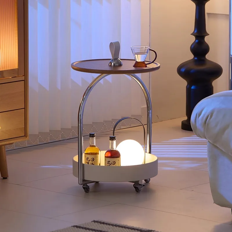 Living room household cream wind bedside table removable coffee table cart sofa small apartment